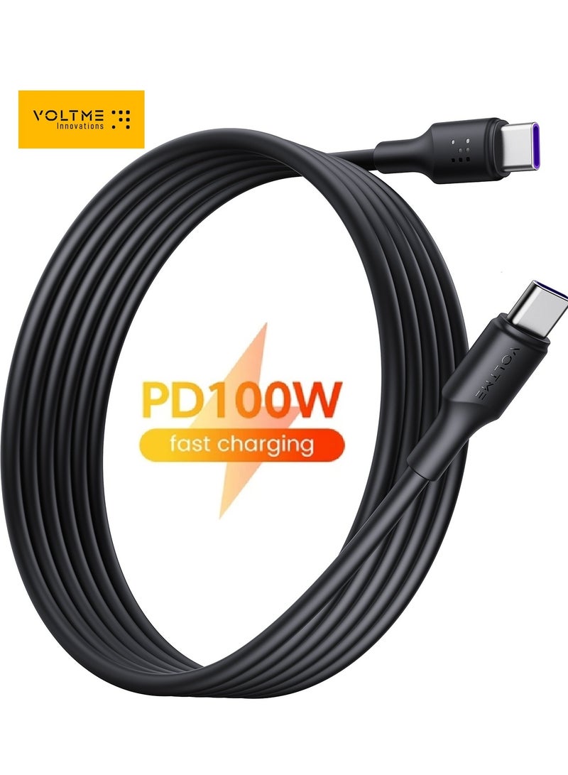 100W USB-C to USB-C Fast Charging Cable 【3M】5A, Type C Charger Compatible with iPhone 16 Pro/Max/Plus/15/15 Pro/15 Pro Max, Samsung Galaxy S24/S23+/S23 Ultra, MacBook Pro 2020, MacBook Air, iPad Pro - Image 1